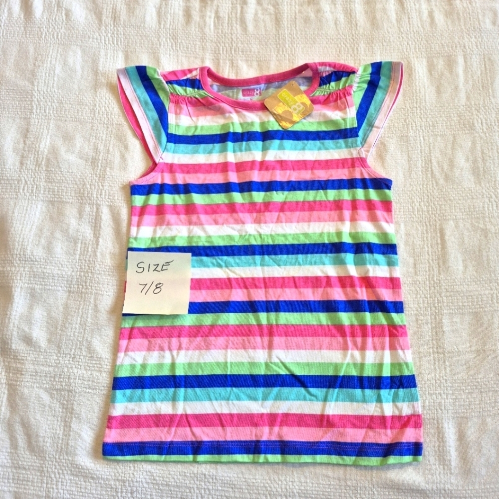 Crazy 8 girls size 7/8 or Medium cap sleeve striped shirt, NWT